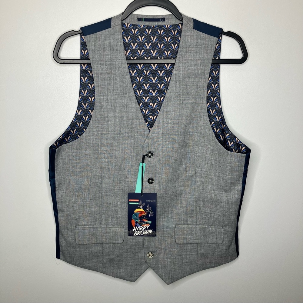 NWT HARRY BROWN Waistcoat Vest in Grey Chest 40 40R